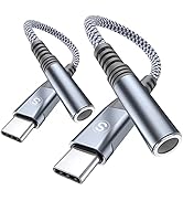 USB C to 3.5mm Aux Headphone Adapter [2Pack 0.6ft], sweguard USB Type C to 3.5mm Female Audio Don...