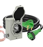 RVINGPRO Pre-Drilled 30 Amp Generator Inlet Box and 30 Amp RV Extension Cord 15FT Waterproof Comb...