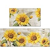 Kuyig Home Sunflower Kitchen Mats for Floor Kitchen Rugs Sets of 2 Non Slip Washable Kitchen Rugs...