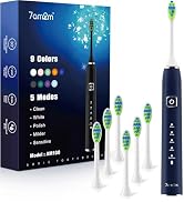 7AM2M Ultrasonic Electric Toothbrush with 6 Brush Heads for Adults&amp;Kids, Type C Charging, One Cha...