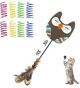 Andiker Cat Plush Toy, 9Pcs Durable Canvas Cat Feather Toys with a Elastic Rope&amp; 8Pcs Cat Springs...