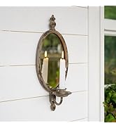 SOFFEE DESIGN Antique Metal Candle Sconces Candlestick Holder Wall Mounted Distressed with Oval F...