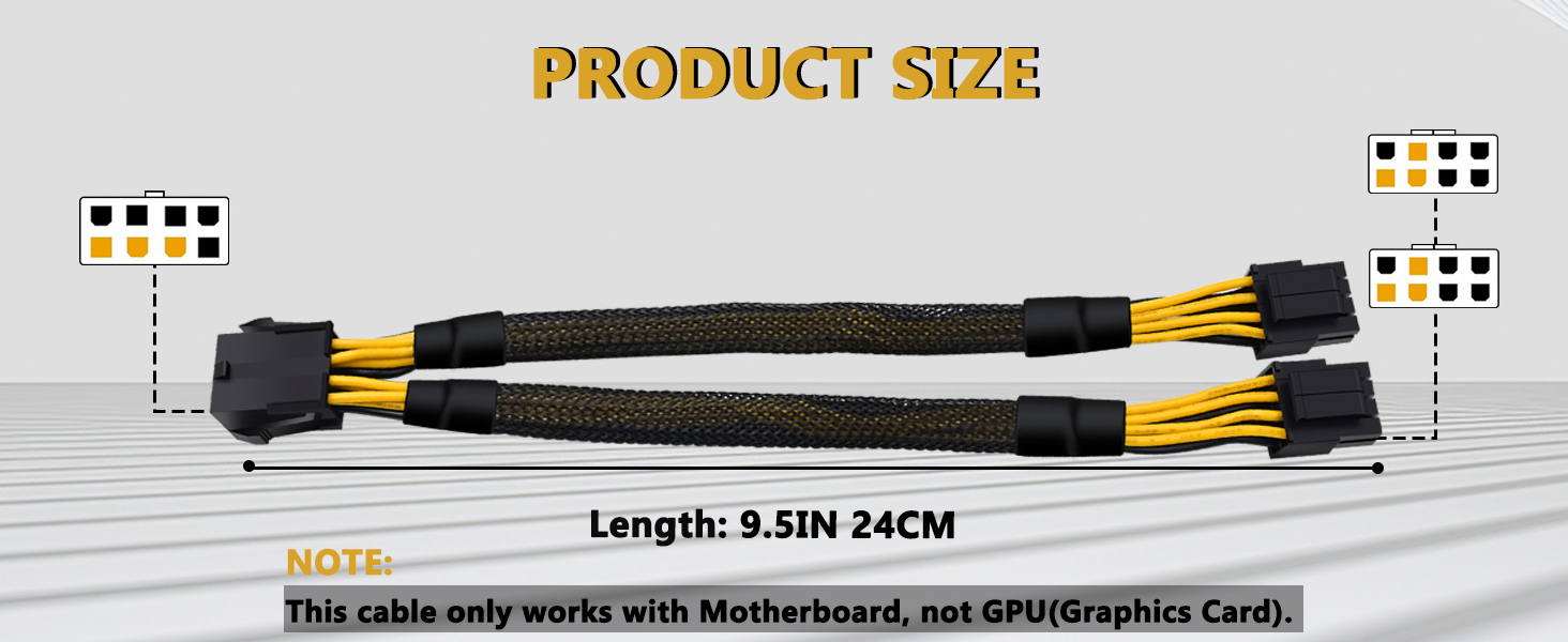 CPU 8 Pin to 8(4+4)Pin Splitter Cable