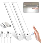 Pak 16 Inch Under Cabinet Light, Hand Wave Sensor 83 LED Indoor Cabinet Lighting, USB Rechargeabl...