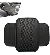 Ferianl Car Center Console Cover, Patchwork Leather Armrest Cover Cushion with 2 Storage Bag, Wat...