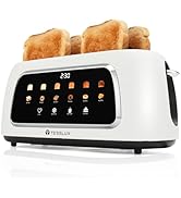 Tesslux 4 Slice Toaster with Touch Screen - 1.5" Wide Long Slots for Artisan Bread - Digital Time...
