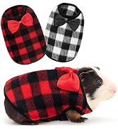 IPRAVOCI Guinea Pig Clothes - Plaid Cute Fleece Warm Pet Outfits for Rabbit Bunny Ferrets Chinchi...