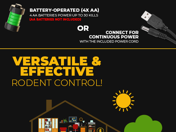 Humane Electronic Rodent Trap Zapper Electric Mouse Rat Squirrel Kill Pest Control Indoor Safe