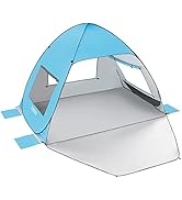 TOBTOS UPF 50+ Pop Up Beach Tent, Easy Set Up Beach Umbrella, Sun Shelter for 2-3 People UV Prote...