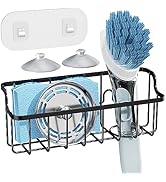 Consumest Ladder-Shaped Kitchen Sink Organizer with Adhesive Hook &amp; Suction Cups, SUS 304 Rustpro...