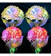 4 Pack Solar Garden Lights Outdoor, LED Colorful Waterproof Solar Powered Hydrangea Flowers Lands...
