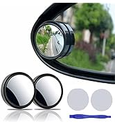 2 pcs Blind Spot Mirrors, 2" Round HD Glass Convex 360° Wide Angle Side Rear View Mirror with ABS...