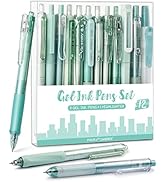 Four Candies 12Pack Pastel Gel Ink Pen Set, 11 Pack Black Ink Pens with 1Pack Highlighter for Wri...