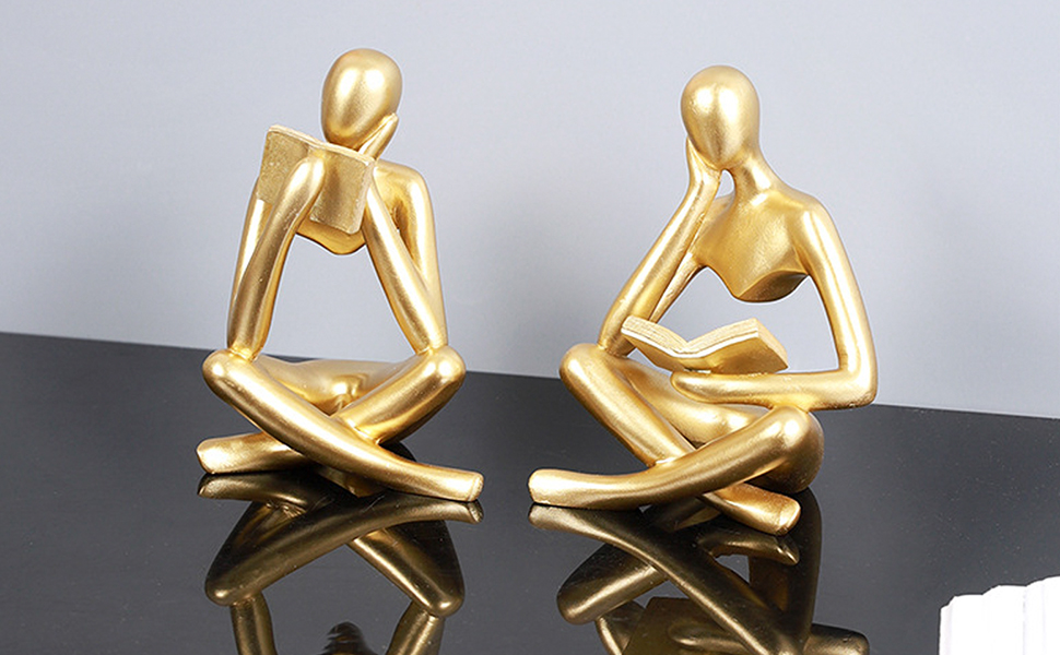 Gold Reading Women Statue
