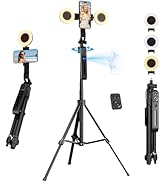 360° Rotation Auto Face Tracking Tripod with Light, Vlogging Kit for iPhone/Android, Gesture/Remo...