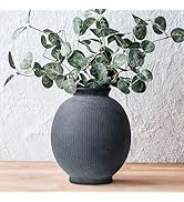 Ceramic Decorative Flower Vase - Rustic Farmhouse Boho Ceramic Vase for Home Decor, Table Centerp...