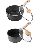 VEVOR Saucepan Set, 1.5 QT &amp; 2.5 QT Nonstick Saucepan with Glass Lids, Multipurpose Cooking Sauce...