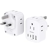 2 Pack PD 20W US to UK Ireland Travel Plug Adapter, Type G Power Adapter with 4 AC Outlets and 4 ...