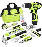 FASTPRO 175-Piece 12V Cordless Drill Set, Drill Driver and Home Tool Kit, House Repairing Tool wi...