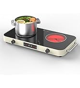 Electric Cooktop Electric Stove 2 Burners with Knob Control,2200W Electric Hot Plates for Cooking...