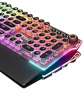 RK ROYAL KLUDGE X108 Typewriter Style Mechanical Keyboard, Wired Gaming Keyboard 108 Keys RGB Bac...