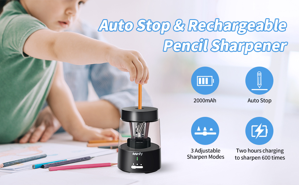 Auto Stop &amp;amp; Rechargeable Pencil Sharpener