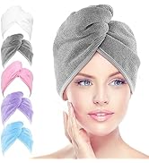 AIDEA Microfiber Hair Towel Wrap, 5 Pack Hair Turbans, Super Absorbent Quick Dry Hair Towel Wrap ...