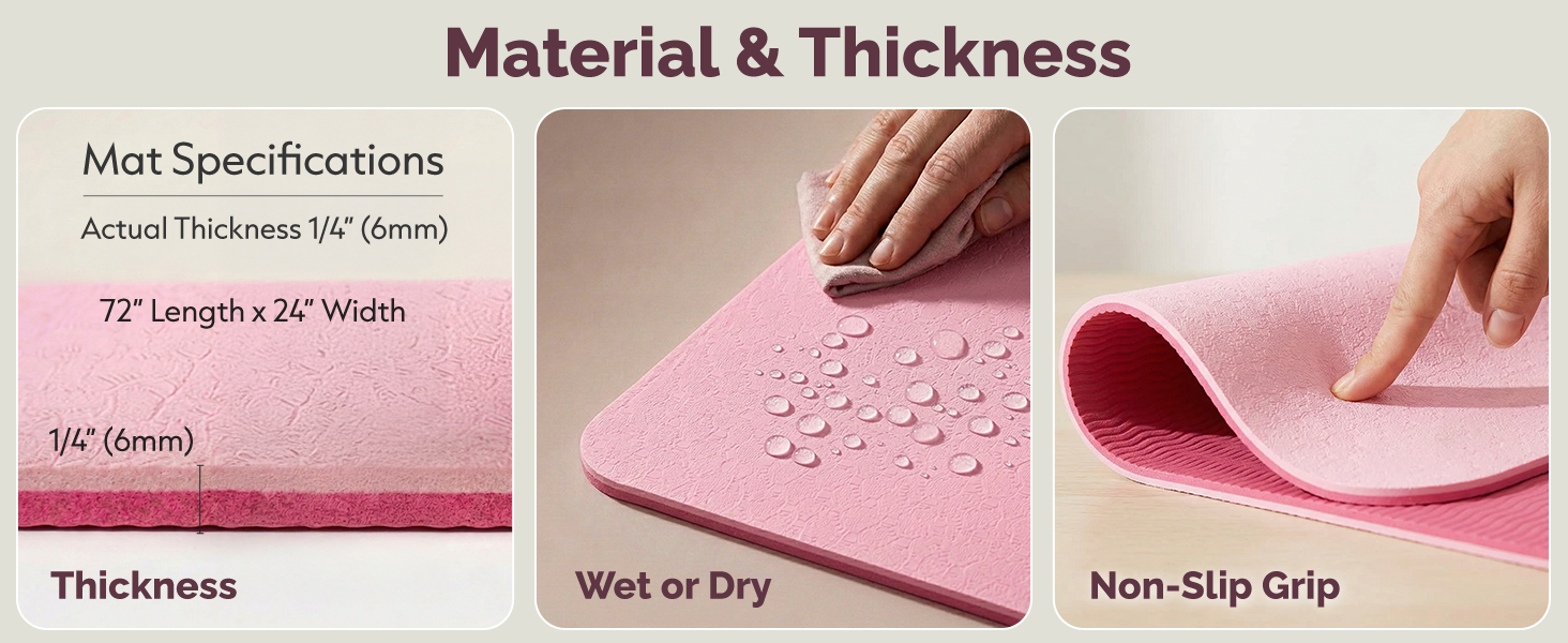 Material, thickness and dimensions
