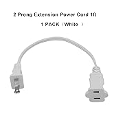 2 Prong Extension Cable 1 FT,Flexible Small Power Cord 0.3m for Office or Home,US Male/Female Whi...