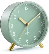 Azxb Analog Alarm Clock, Silent Non-Ticking with Night Light, Fashionable Round Metal Alarm Clock...
