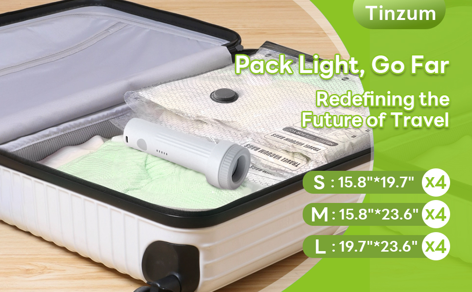 Vacuum Bags for Travel with Rechargeable USB Pump