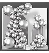 PartyWoo Metallic Silver Balloons, 85 pcs Silver Balloons Different Sizes Pack of 18 Inch 12 Inch...
