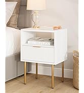 Masupu Nightstand,Mid-Century Modern Bedside Table with Storage Drawer and Open Wood Shelf,Small ...