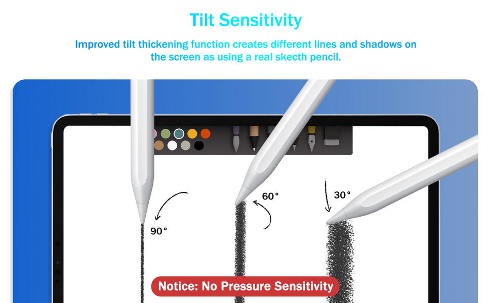 Tilt sensitivity pencil for ipad