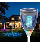 Rossetta Solar Bug Zapper Outdoor, Mosquito Zapper with Flame Lamp &amp; Projector Light, 4200V Elect...