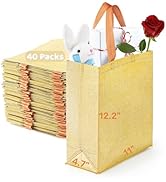Noamus 40 Pack Gold Gift Bags with Handles, 12"x11" Reusable Non-Woven Glitter Tote Bags, Glossy ...