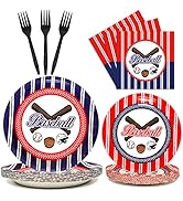 96 Pcs Baseball Party Supplies Plates Napkins Tableware Set Baseball Theme Birthday Party Table P...