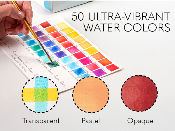 Watercolor Pan Set 50, Watercolor Brush Pens, Paint Brushes