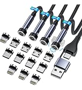 Ankndo 5-in-1 Magnetic Charging Cable, 540° Rotation Magnetic Phone Charger [4-Pack, 3ft/3ft/6ft/...