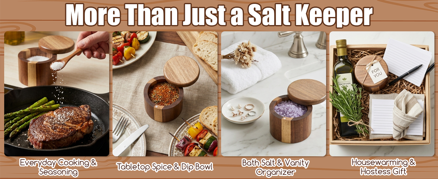 Natural Acacia Wood with 360° Swivel Magnetic Lid