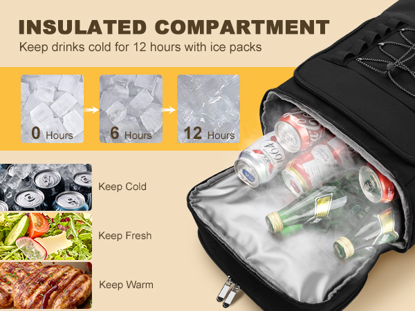 Keeps food hot or cold for 12 hours