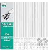 Delamu Cord Hider, 254in Cable Hider Cord Covers for Wires on Wall, Wire Covers for Cords, Wire H...