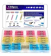 130pcs Heat Shrink Butt Connector, Waterproof Crimp Electrical Wire Connector, Butt Splice Termin...