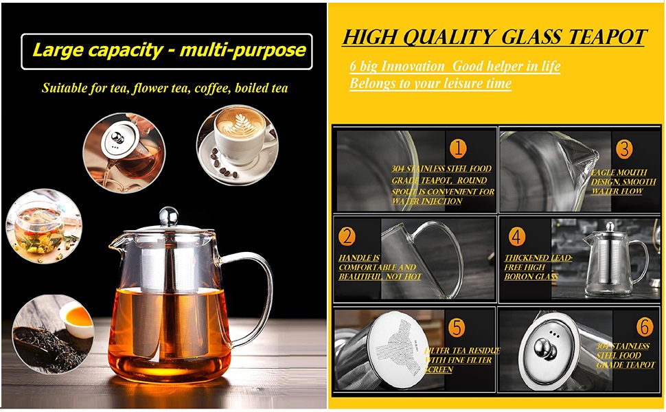  Glass Teapot Tea Kettle