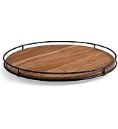 BIRDROCK HOME 18” Wooden Lazy Susan - Espresso - Iron Edges - Table Top Turntable - Cabinet or Pa...