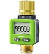 RAINPOINT Water Flow Meter, ±5% Accuracy, Pure Brass Inlet &amp; Outlet Water Meter, 180° Screen-Flip...