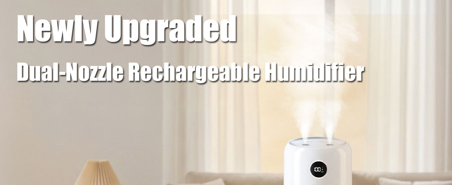 Newly Upgraded Dual-Nozzle Rechargeable Humidifier