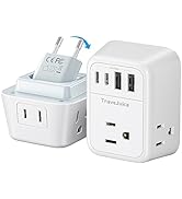 European Travel Plug Adapter, TraveJuice Foldable Plug Adapter with 4 Outlets 4 USB Ports (2 USB-...