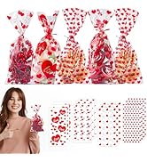 Sturdy Valentine Cellophane Bags- 160Pcs Valentines Goodie Candy Treat Gift Bags with Twist Ties-...