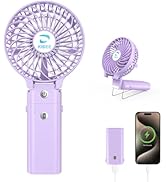 KIBEE Portable Handheld Fan, 5200mAh USB Rechargeable [20H Max Runtime] with Power Bank, Foldable...
